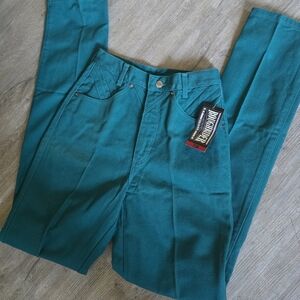 Vintage Roughrider Dark Teal/green High-Waisted Jeans 26in Waiste